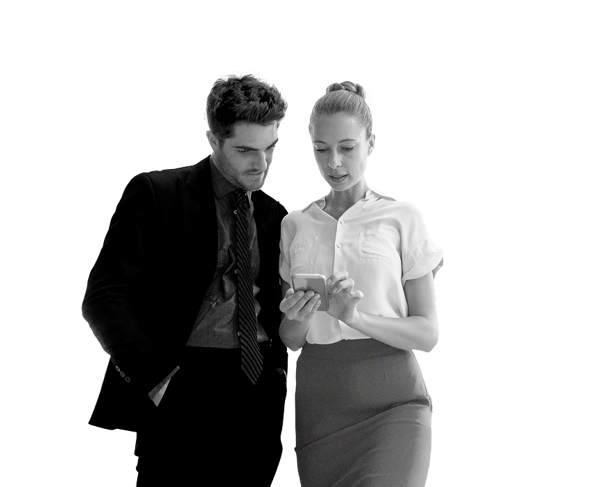 Two people reviewing a document 